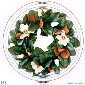 Haute Decor Southern Magnolia Leaves and Blooms on Natural Grapevine Wreath - Large 24 inch Magnolia Wreath for Front Door - Front Door Wreath for Spring, Summer, Fall