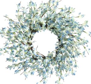 blue forsythia door wreath summer front door wreath 24inch blue cream cluster wreath on farmhouse grapevine wreath blossom cluster for festival celebration front door wall window christmas home décor
