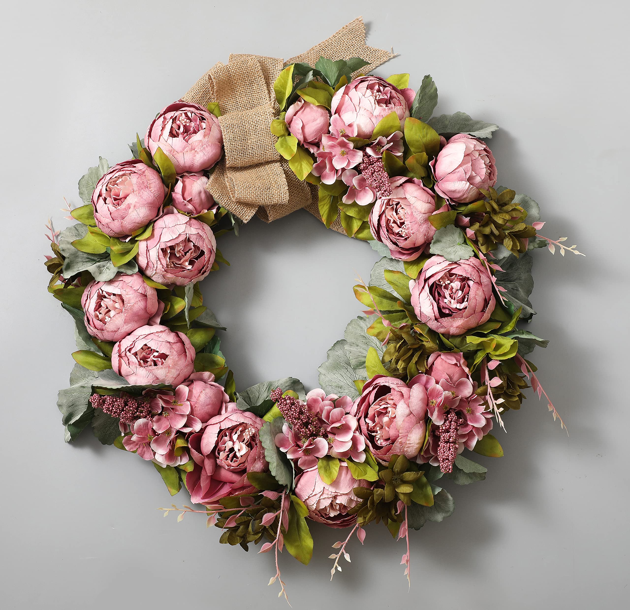 Wreaths for Front Door 24 inch Fall Wreaths Door Wreaths for Front Door with Peony Grapevine Base in Spring Summer Autumn Winter Wreaths for Indoor Outdoor