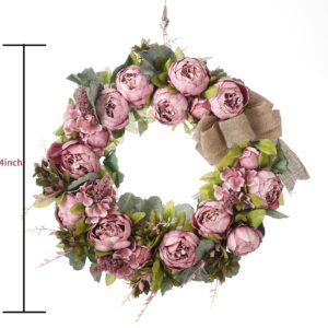 Wreaths for Front Door 24 inch Fall Wreaths Door Wreaths for Front Door with Peony Grapevine Base in Spring Summer Autumn Winter Wreaths for Indoor Outdoor