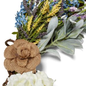 VADCAD Front Door Wreath - Farmhouse 24 Inch All Season – Artificial Flowers – Welcome Wreath – Farmhouse Décor for The Home – Modern Home Décor