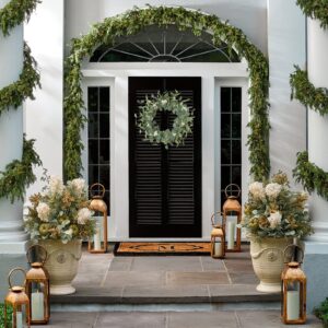 Starryle 20inch Eucalyptus Wreaths for Front Door Decor Spring Summer Wreath Artificial Eucalyptus White Berry Green Wreath for Porch Farmhouse Home Festival Wedding DIY Decoration