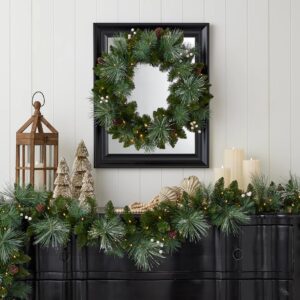 Glistening Mountain Pine 24in Wreath (Battery-Operated)