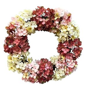 24 inches Hydrangea Flower Wreath, Wreath for Front Door, Beautiful Handcrafted Wreath for Home Decor, Weddings Cream Mauve