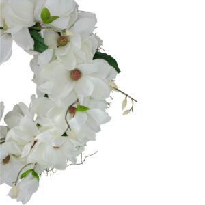 Northlight-White Magnolias Artificial Spring Wreath - 24-Inch, Unlit