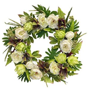 28 inches peony/dahlia/artichoke flower wreath, wreath for front door, beautiful handcrafted wreath for home decor, weddings cream