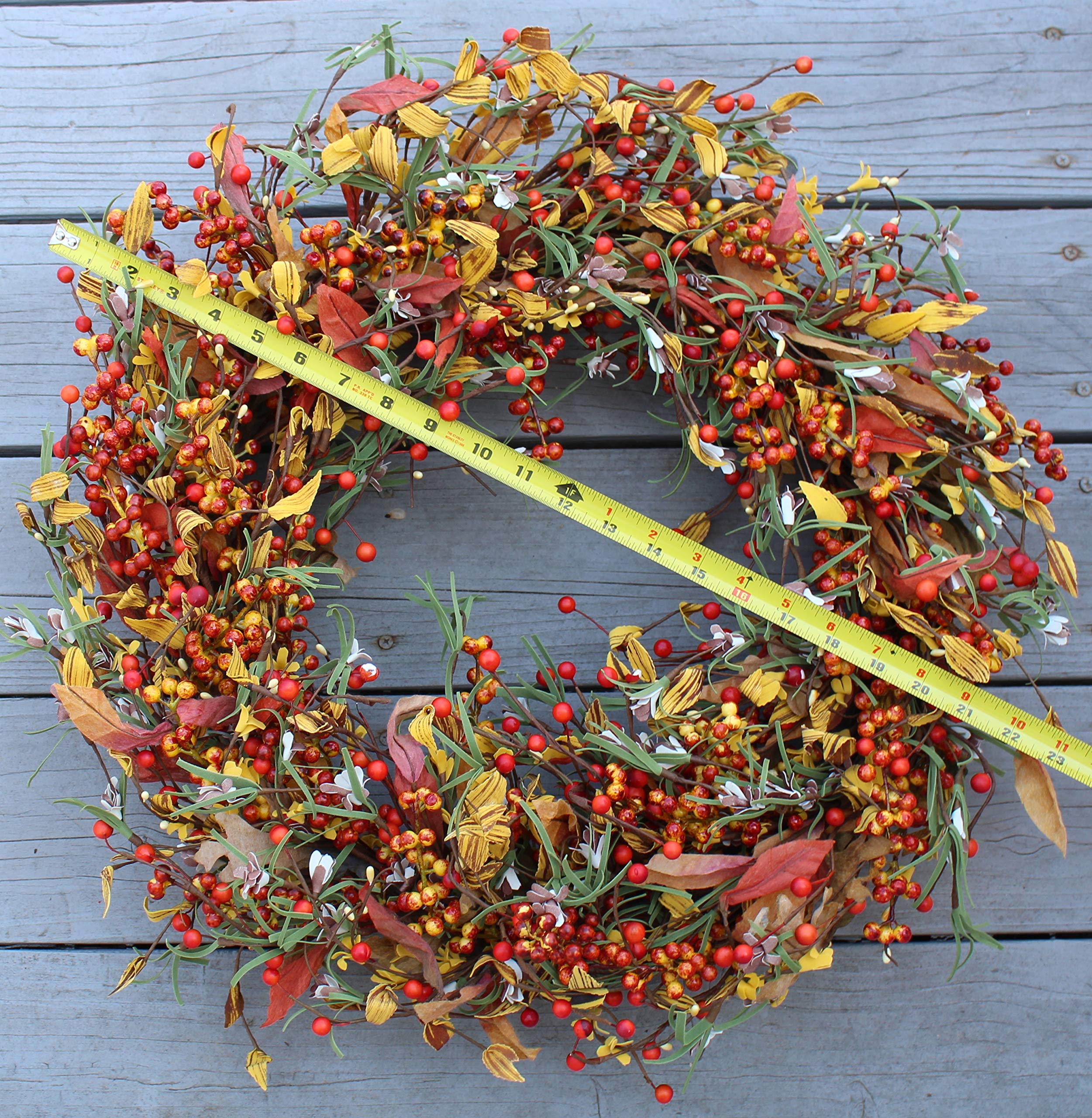 The Wreath Depot Appalachia Berry Silk Fall Door Wreath 24 inch, Handcrafted, Designed in USA, Full Wreath Shape and Size, Beautiful White Gift Box Included