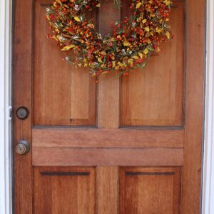 The Wreath Depot Appalachia Berry Silk Fall Door Wreath 24 inch, Handcrafted, Designed in USA, Full Wreath Shape and Size, Beautiful White Gift Box Included