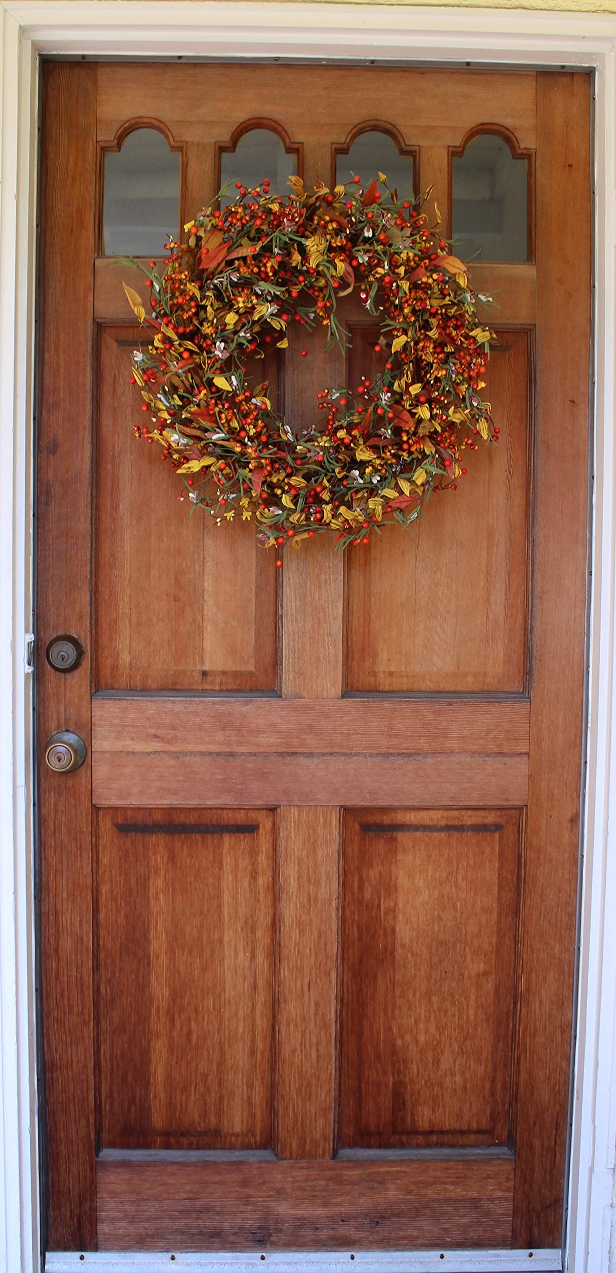 The Wreath Depot Appalachia Berry Silk Fall Door Wreath 24 inch, Handcrafted, Designed in USA, Full Wreath Shape and Size, Beautiful White Gift Box Included