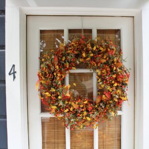 The Wreath Depot Appalachia Berry Silk Fall Door Wreath 24 inch, Handcrafted, Designed in USA, Full Wreath Shape and Size, Beautiful White Gift Box Included