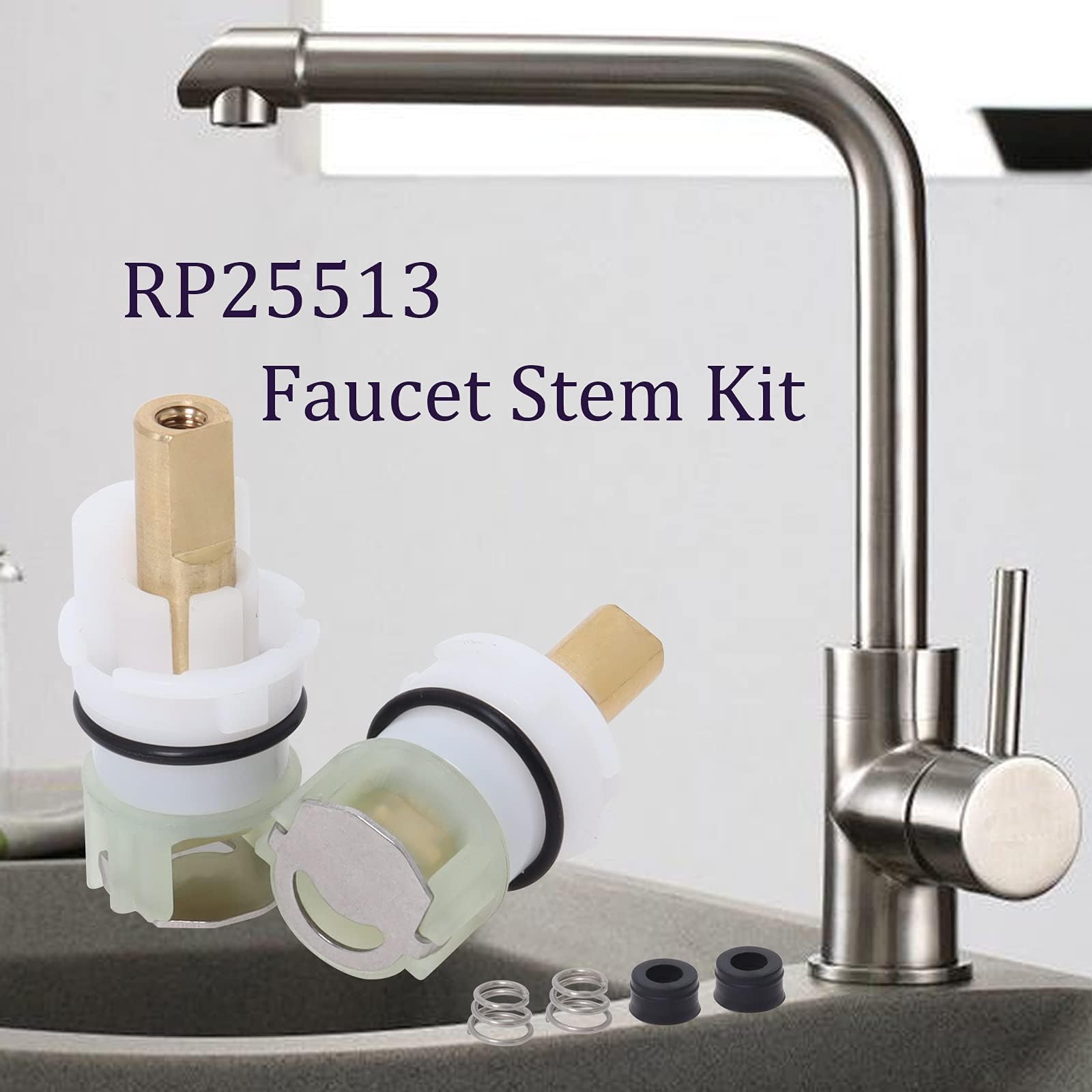 RP25513 Faucet Stem Replacement Kit for Compatible with Delta Faucet, with RP4993 Seat and Spring (2 Pack)