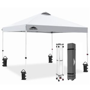 eagle peak 10x10 pop up canopy tent instant outdoor canopy easy set-up straight leg folding shelter with 100 square feet of shade (white)