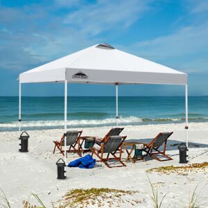 EAGLE PEAK 10x10 Pop Up Canopy Tent Instant Outdoor Canopy Easy Set-up Straight Leg Folding Shelter with 100 Square Feet of Shade (White)