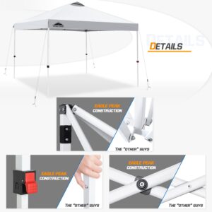 EAGLE PEAK 10x10 Pop Up Canopy Tent Instant Outdoor Canopy Easy Set-up Straight Leg Folding Shelter with 100 Square Feet of Shade (White)