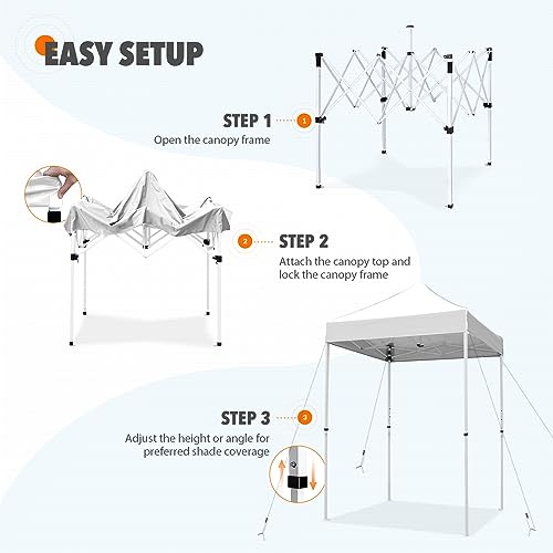 EAGLE PEAK 5x5 Pop Up Canopy Tent Instant Outdoor Canopy Easy Set-up Straight Leg Folding Shelter, White