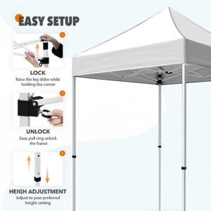 EAGLE PEAK 5x5 Pop Up Canopy Tent Instant Outdoor Canopy Easy Set-up Straight Leg Folding Shelter, White