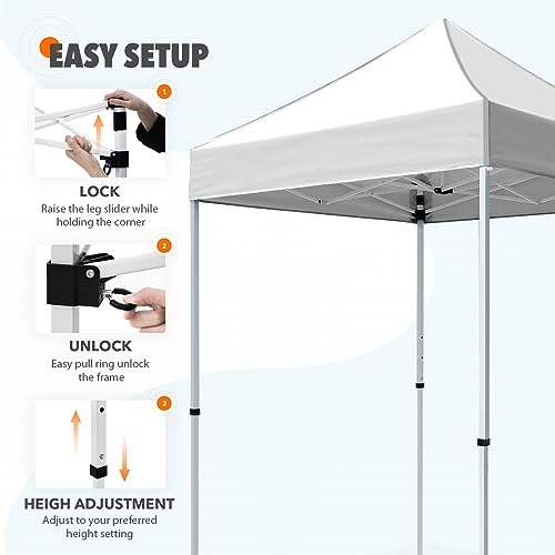 EAGLE PEAK 5x5 Pop Up Canopy Tent Instant Outdoor Canopy Easy Set-up Straight Leg Folding Shelter, White