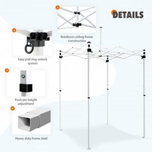 EAGLE PEAK 5x5 Pop Up Canopy Tent Instant Outdoor Canopy Easy Set-up Straight Leg Folding Shelter, White