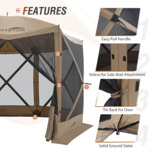 EAGLE PEAK 12x12 ft Portable Pop Up 6 Sided Gazebo Canopy, Outdoor Camping Screen Tent with Mesh Netting 8 Person, Beige