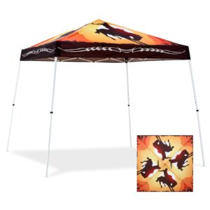 eagle peak 10x10 slant leg pop-up canopy tent easy one person setup instant outdoor beach canopy folding portable sports shelter 10x10 base 8x8 top (cowboy)