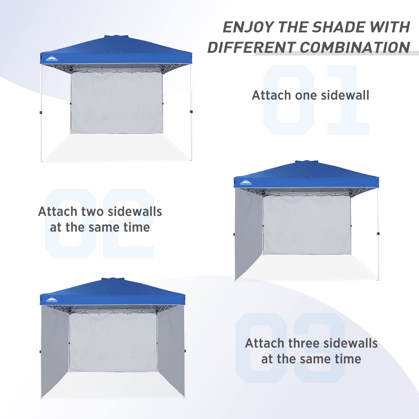 EAGLE PEAK Sunwall/Sidewall for 10x10 Straight Leg Canopy only, 1 Sidewall, Blue