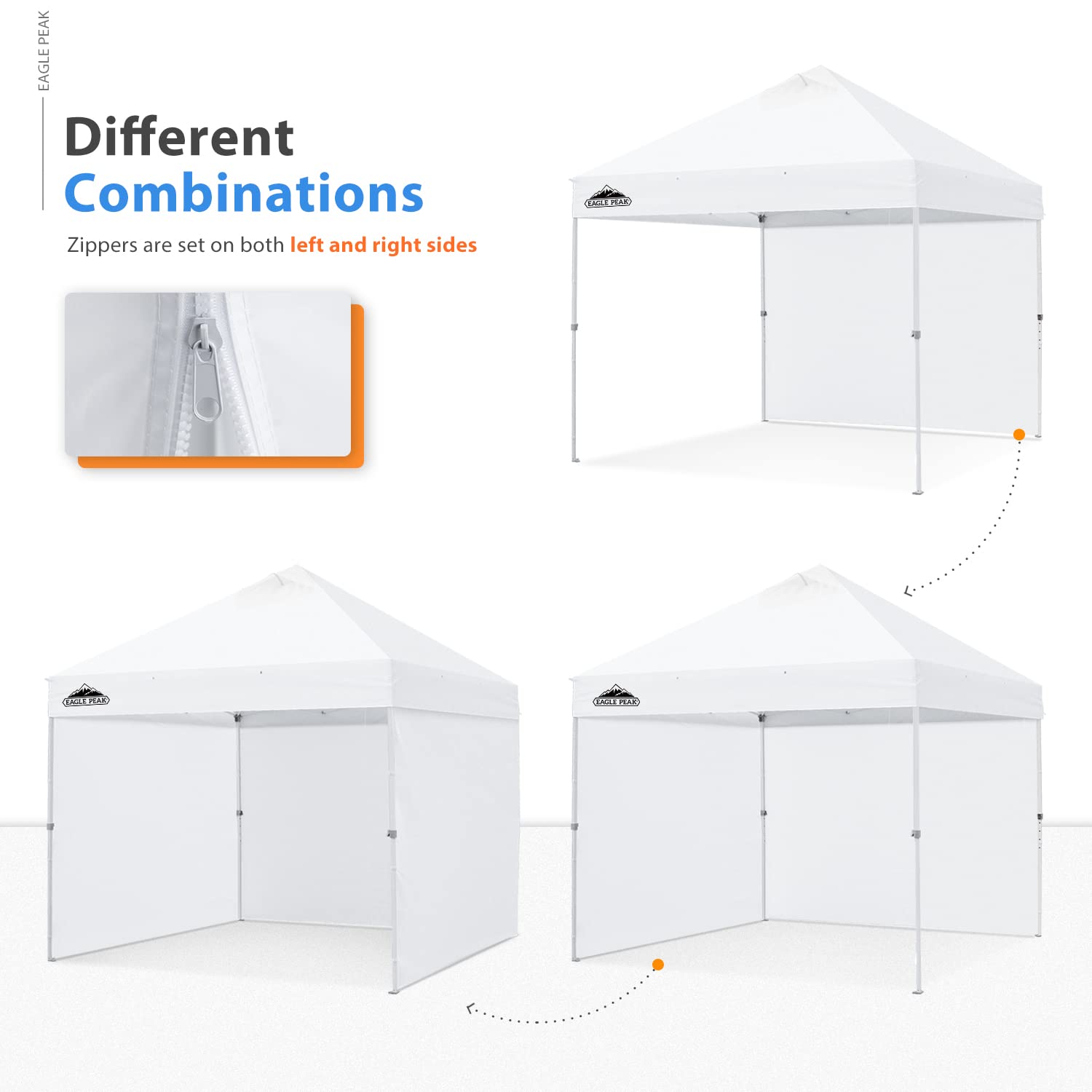 EAGLE PEAK Instant Canopy SunWall for EAGLE PEAK 10x10 Commercial Pro Instant Pop-up Canopy, 1 Pack Sidewall, Universal, White