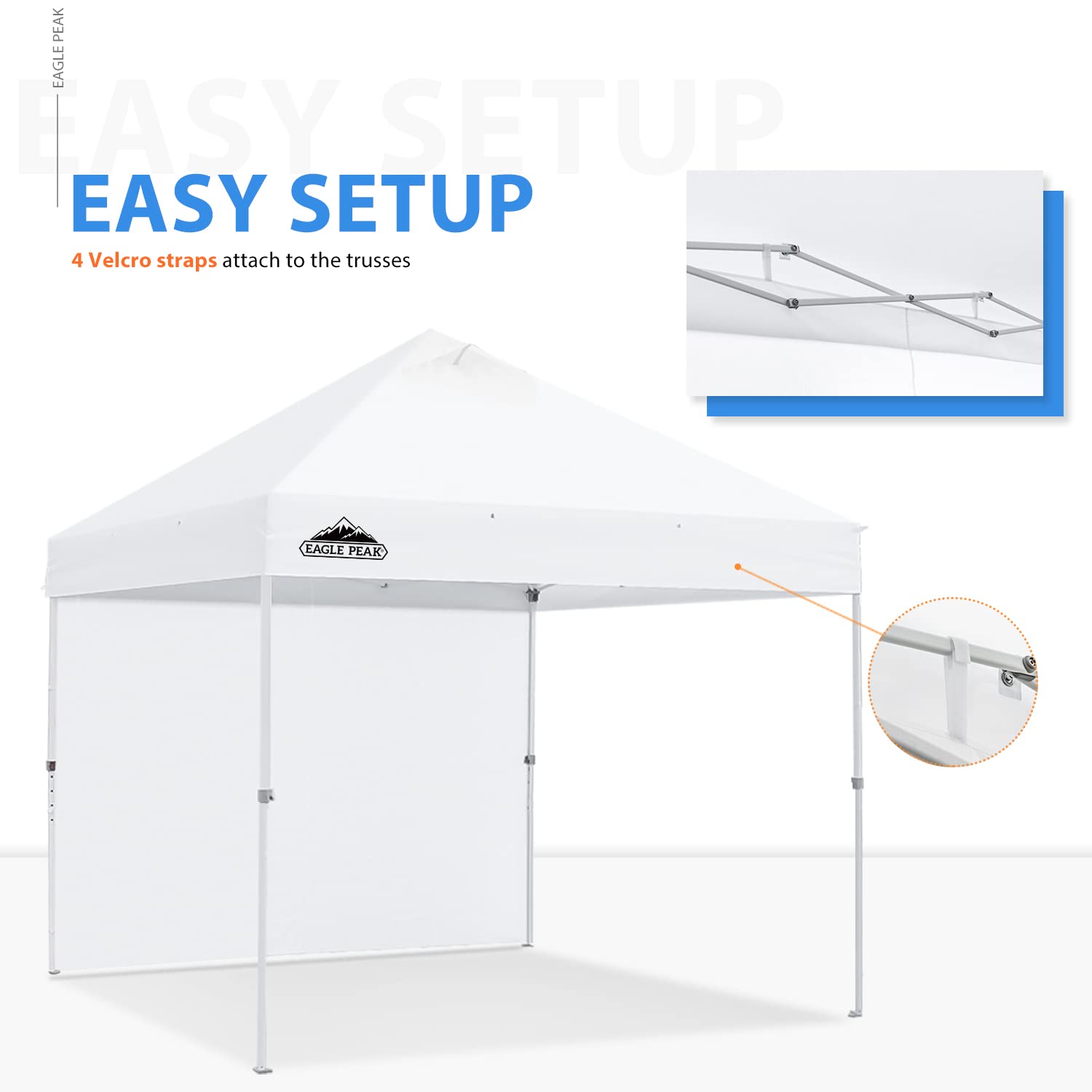 EAGLE PEAK Instant Canopy SunWall for EAGLE PEAK 10x10 Commercial Pro Instant Pop-up Canopy, 1 Pack Sidewall, Universal, White