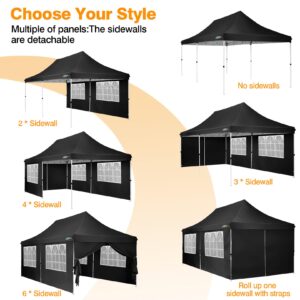 COBIZI 10x20 Pop up Canopy with 6 Removable Sidewalls, Outdoor Canopy Tents for Parties Wedding, Instant Sun Protection Shelter with Upgrade Raised Roof and Carry Bag, with Extra 4 Sandbags