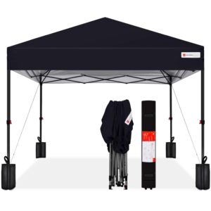 best choice products 10x10ft 1-person setup pop up canopy tent instant portable shelter w/ 1-button push, case, 4 weight bags - black