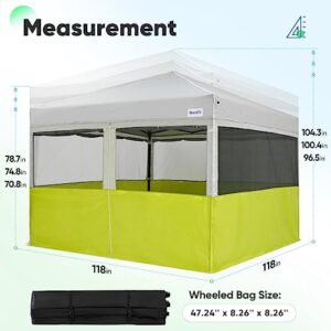 Quictent 2 in 1 Pop up Canopy Tent 10’x10’ with Sidewalls, One Person Ez up Screened Gazebo Canopy, 4 Large Mesh Windows with Window Cover for Camping, Backyard and Outdoor (Gray&Green)