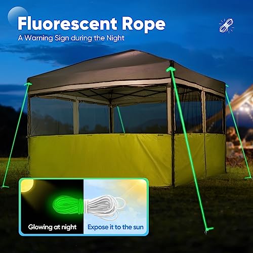 Quictent 2 in 1 Pop up Canopy Tent 10’x10’ with Sidewalls, One Person Ez up Screened Gazebo Canopy, 4 Large Mesh Windows with Window Cover for Camping, Backyard and Outdoor (Gray&Green)