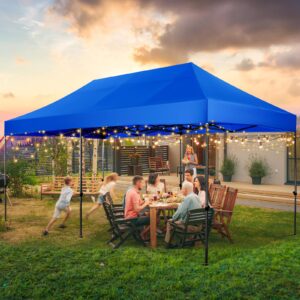 Tooluck 10x20 Heavy Duty Pop up Canopy Tent without Sidewalls Folding Height Adjustable Easy up Canopy UPF 50+ All Weather Waterproof Outdoor Instant Shelter Party Tent with Roller Bag Blue