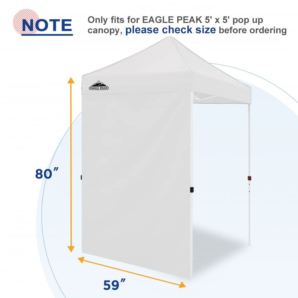 EAGLE PEAK Sunwall/Sidewall for 5x5 ft Straight Leg Canopy only, 1 Sidewall, White