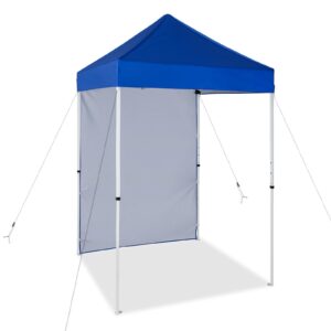 eagle peak pop up canopy 5x5, outdoor portable canopy tent with one removable sunwall, carry bag included, blue