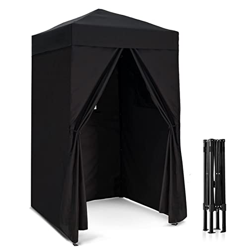 EAGLE PEAK Flex Ultra Compact 4x4 Pop-up Canopy, Sun Shelter, Changing Room, Portable Privacy Canopy Cabana for Pool, Fashion Photoshoots, or Camping, Black