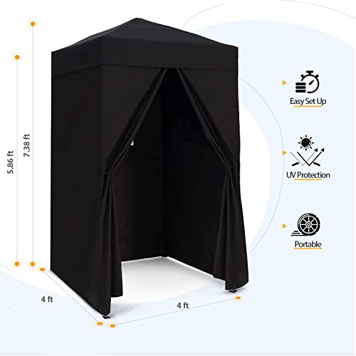 EAGLE PEAK Flex Ultra Compact 4x4 Pop-up Canopy, Sun Shelter, Changing Room, Portable Privacy Canopy Cabana for Pool, Fashion Photoshoots, or Camping, Black