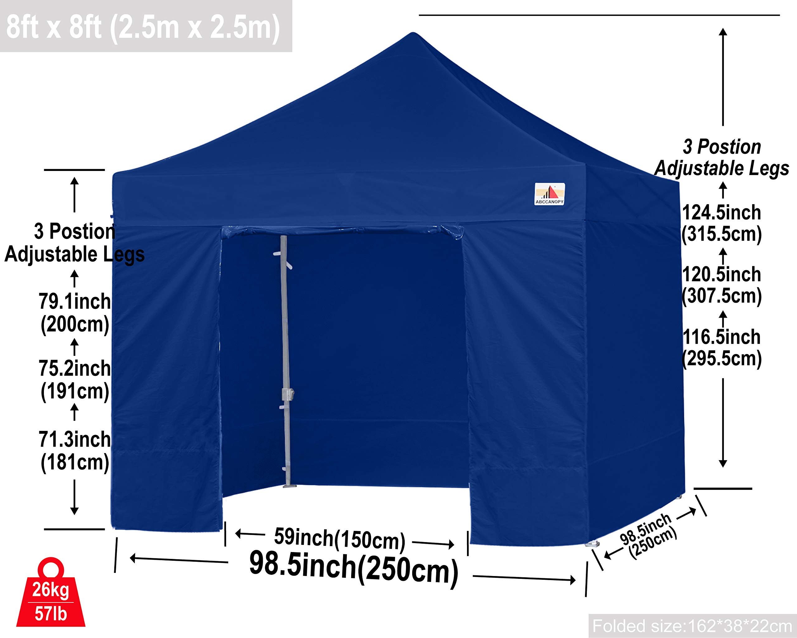 ABCCANOPY Easy Pop Up Canopy Tent with Sidewalls Commercial -Series, Navy Blue