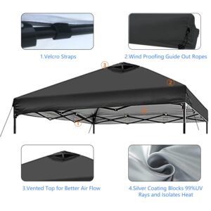 Jorohiker 10x10 Canopy Replacement Top Cover,Pop Up Canopy Tent Top Replacement Cover with Air Vent Ropes, Waterproof Sunshade Silver Coated Oxford Cloth for Outdoor Garden Camping(Top Only,301*301cm）