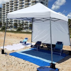 ABCCANOPY Outdoor Pop Up Canopy10x10 Beach Camping Canopy with 1 Sun Wall, Bonus Backpack Bag, Stakes and Ropes, White