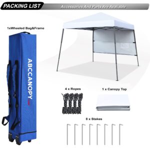 ABCCANOPY Outdoor Pop Up Canopy10x10 Beach Camping Canopy with 1 Sun Wall, Bonus Backpack Bag, Stakes and Ropes, White