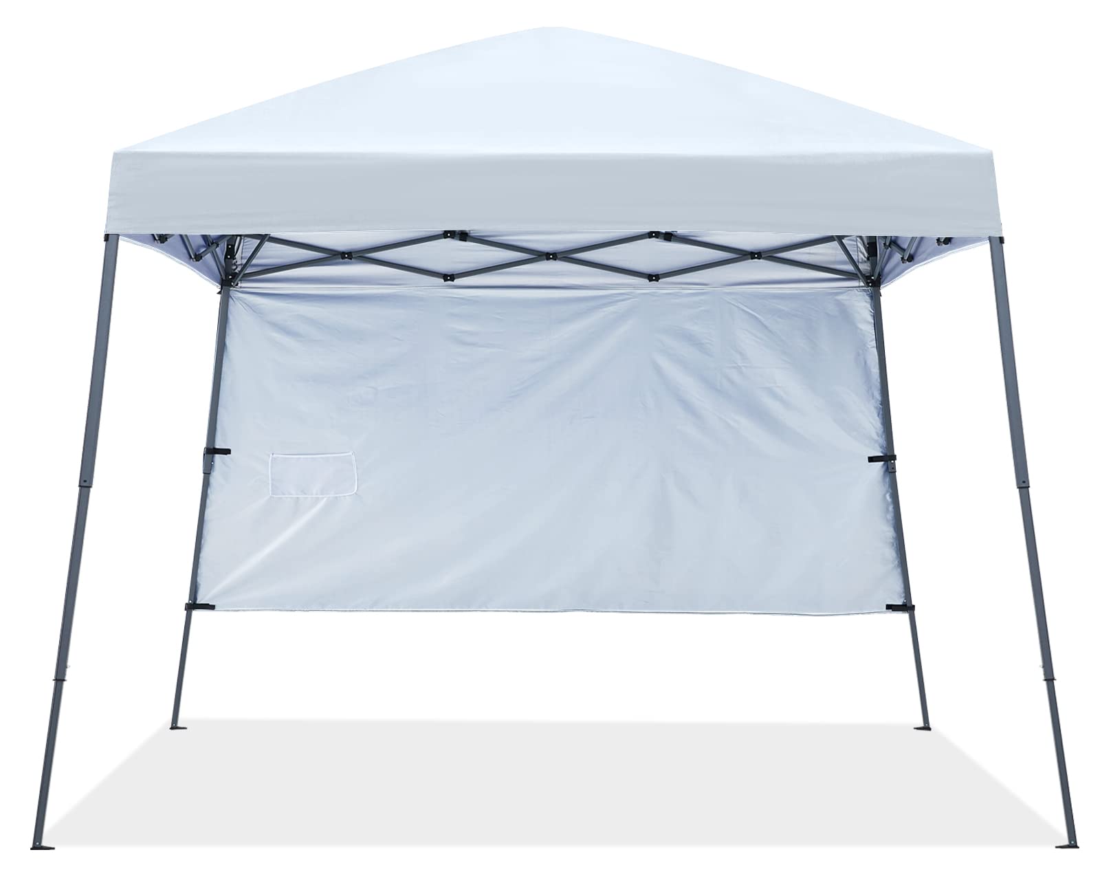 ABCCANOPY Outdoor Pop Up Canopy10x10 Beach Camping Canopy with 1 Sun Wall, Bonus Backpack Bag, Stakes and Ropes, White