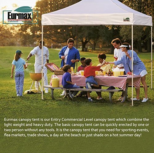 Eurmax USA Standard 10x10ft Patio Pop Up Canopy Tent for Outdoor Events Commercial Instant Canopies with Heavy Duty Roller Bag,Bonus 4 Canopy Sand Bags (Black)