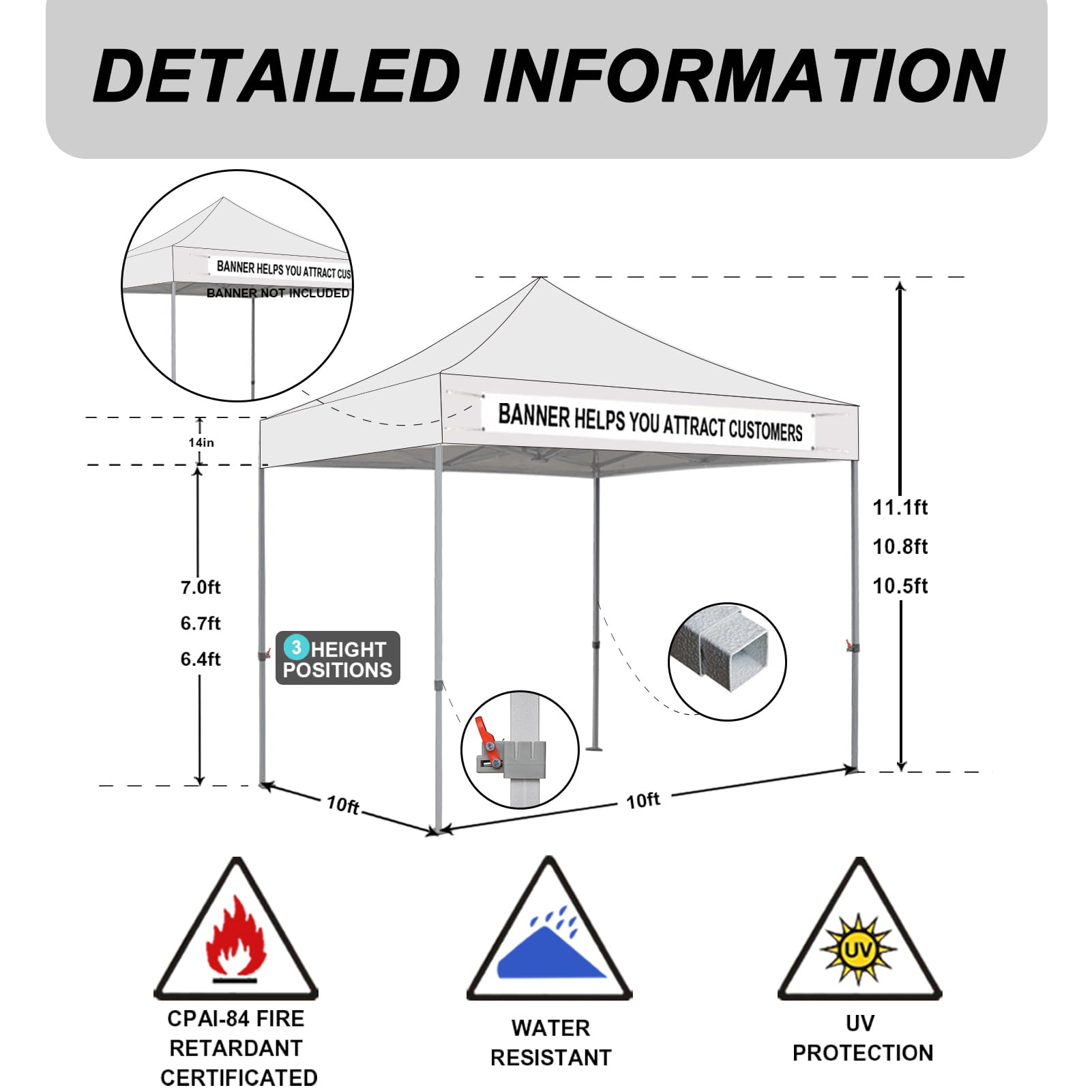 Eurmax USA Standard 10x10ft Patio Pop Up Canopy Tent for Outdoor Events Commercial Instant Canopies with Heavy Duty Roller Bag,Bonus 4 Canopy Sand Bags (Black)