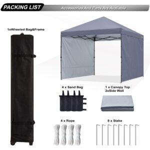 ABCCANOPY Easy Pop up Canopy Tent with 2 Sidewalls for Outdoor Sun Blocking or Rain Protection,10x10, Gray