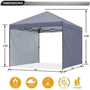 ABCCANOPY Easy Pop up Canopy Tent with 2 Sidewalls for Outdoor Sun Blocking or Rain Protection,10x10, Gray