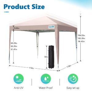 Quictent Ez Pop up Canopy Tent 10'x10' with Detachable Window Sidewalls, One Person Setup, Waterproof Outdoor Portable Vendor Tent Shelter Enclosed, Wheeled Bag Included (Khaki)