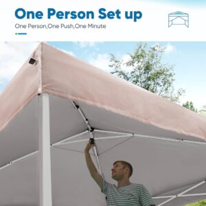 Quictent Ez Pop up Canopy Tent 10'x10' with Detachable Window Sidewalls, One Person Setup, Waterproof Outdoor Portable Vendor Tent Shelter Enclosed, Wheeled Bag Included (Khaki)