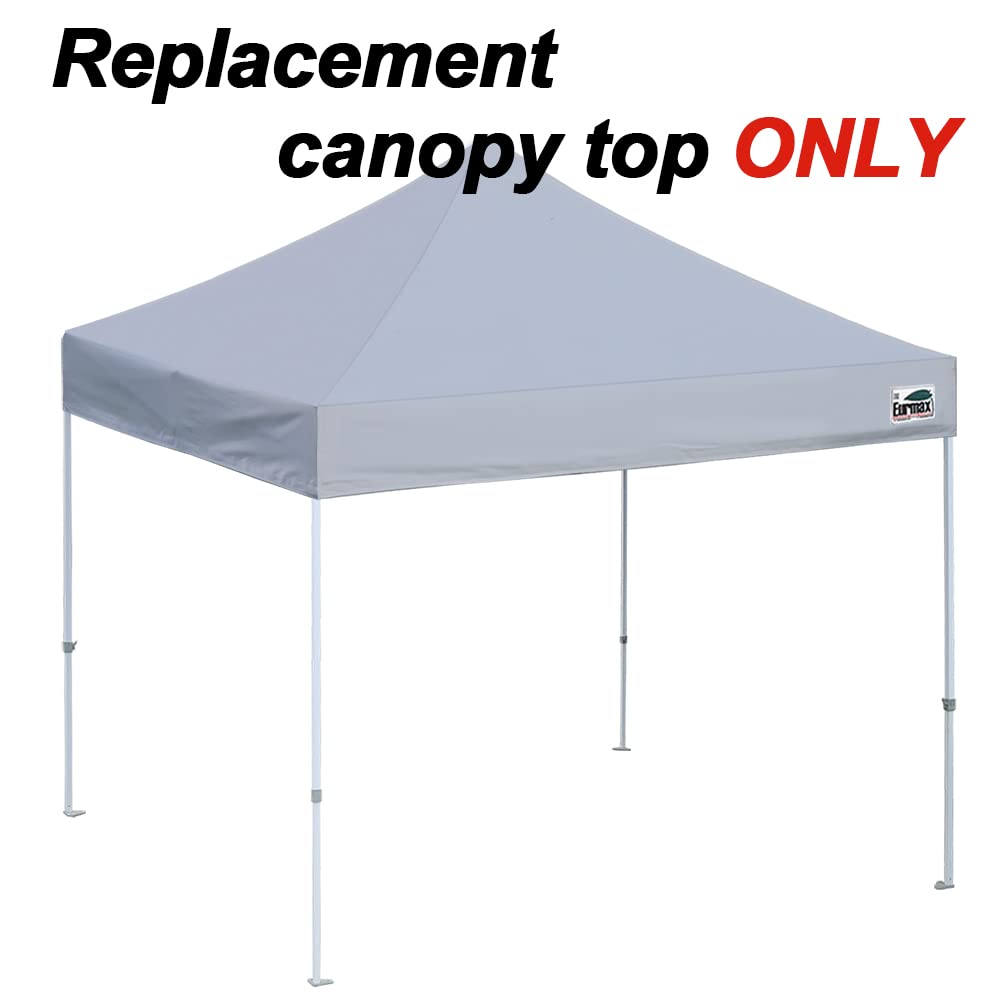 Eurmax USA New 10x10 Pop Up Canopy Replacement Canopy Tent Top Cover, Instant Canopy Top Cover ONLY, Choose 30 Colors,Bonus 4PC Pack Canopy Weight Bag (Gray)