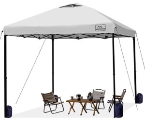 kampkeeper 10x10 pop up commercial canopy tent - waterproof & portable outdoor shade with adjustable legs, air vent, carry bag & sandbags (white)