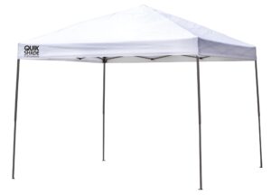 quik shade 10' x 10' expedition 100 square feet of shade straight leg base outdoor pop-up canopy - white